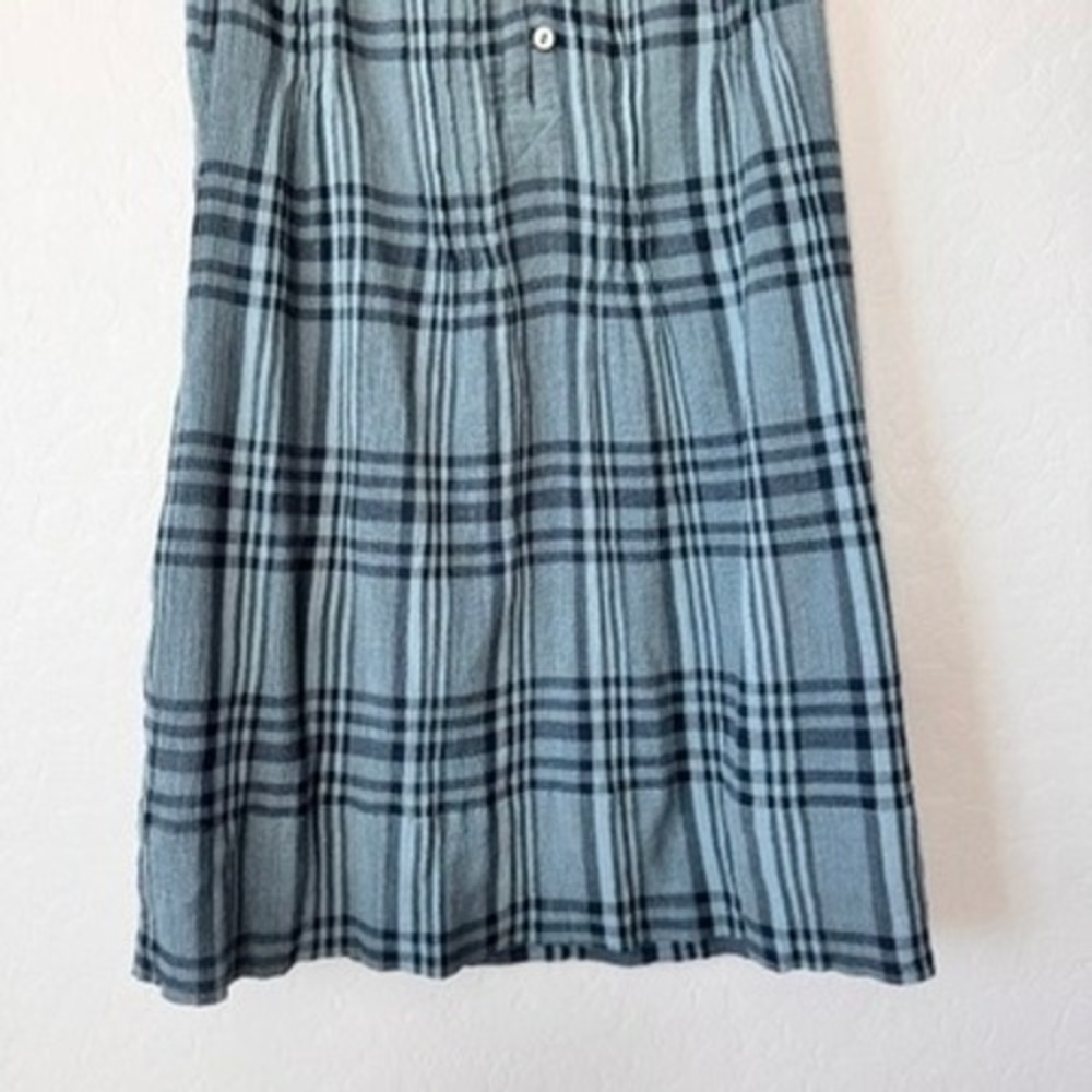 Faherty XSmall Blue Navy Plaid Sleeveless Button Front Dress with Pockets - Picture 3 of 10